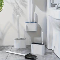 Cepillo De Inodoro Flexible Con Soporte Montado En La Pared Limpieza Fácil Sin Esquinas Muertas Calidad Hoteles Material Plástico Duradero - details 1