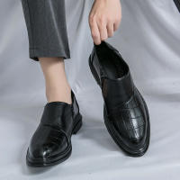 Zapatos formales con cremallera lateral de empalme clásico para hombre, zapatos de cuero informales británicos de tacón bajo de PU - details 19