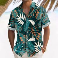 2025 planta impresa en 3D camisa de playa hawaiana para hombre camisa de solapa de manga corta informal de verano - details 1