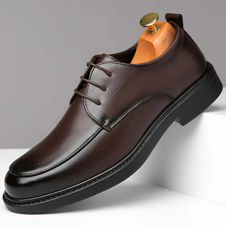 Zapatos de cuero formales para hombre, zapatos de negocios con cordones - 1