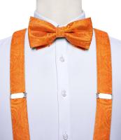 Conjunto de Borlas de Seda para Hombres Paquete de Cuadrillo de Paisley Naranja Pintado - details 3