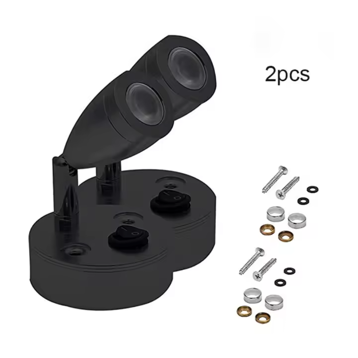Lámpara de lectura LED de 12V, foco de techo ajustable, iluminación Interior para caravana, remolque, autocaravana, barco, mesita de noche, 2 unids/lote por paquete - 1