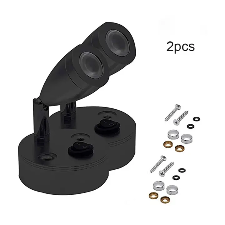 Lámpara de lectura LED de 12V, foco de techo ajustable, iluminación Interior para caravana, remolque, autocaravana, barco, mesita de noche, 2 unids/lote por paquete - 1