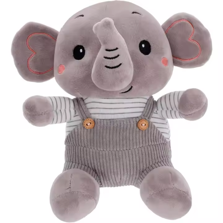 Peluche de Elefante de Dibujos Animados Juguete Suave de Peluche Corto Diseño de Elefante Gris - 1