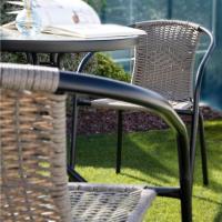 Conjunto Exterior de Jardín de Ratán Natural Mesa y Sillas de Acero y Cristal - details 37