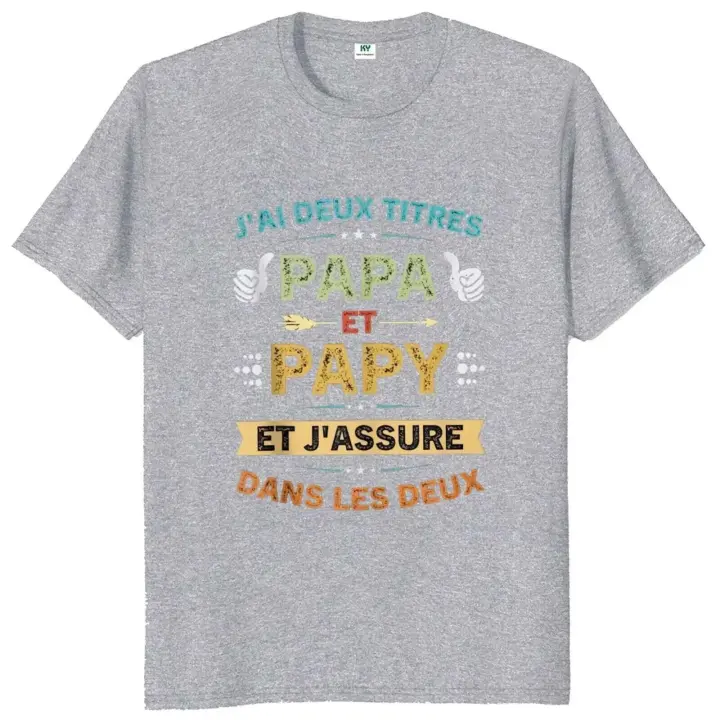 Camisetas de marca masculina Retro tengo dos títulos papá y abuelo camiseta Papa Papy padre regalo para hombres Camiseta de algodón con cuello redondo - 1