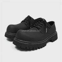 Nuevos zapatos de vestir Derby de cuero genuino para hombre de alta calidad, botines con plataforma de encaje de cabeza grande negros, logotipo de marca 38-45 - details 1