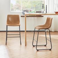 Taburetes de comedor con respaldo, silla de bar para cocina o cafetería con patas metálicas y reposapiés. - details 2