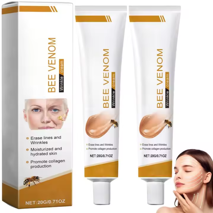 XSCQ 2PCS Crema para eliminar arrugas, crema hidratante facial antienvejecimiento con veneno de abeja, crema reparadora de elevación y recuperación para todo tipo de piel - 1