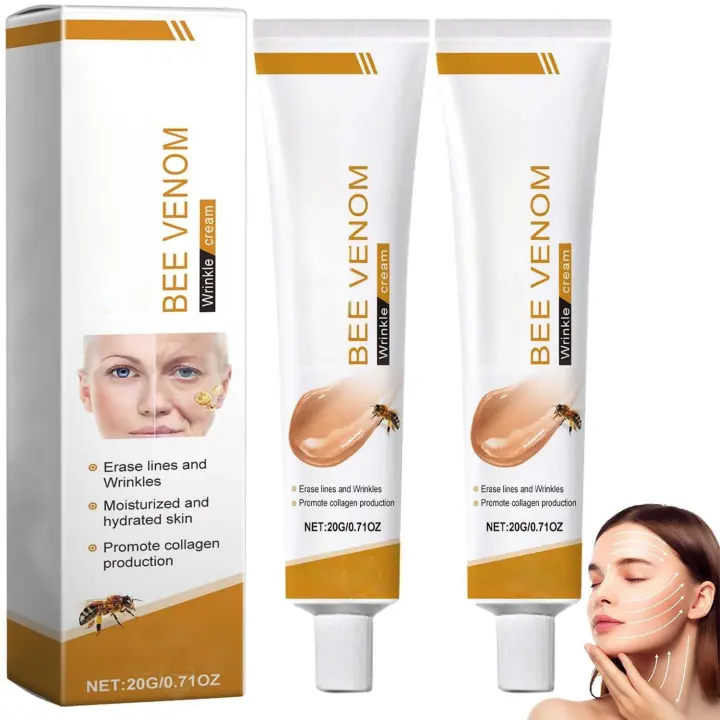 XSCQ 2PCS Crema para eliminar arrugas, crema hidratante facial antienvejecimiento con veneno de abeja, crema reparadora de elevación y recuperación para todo tipo de piel - 1