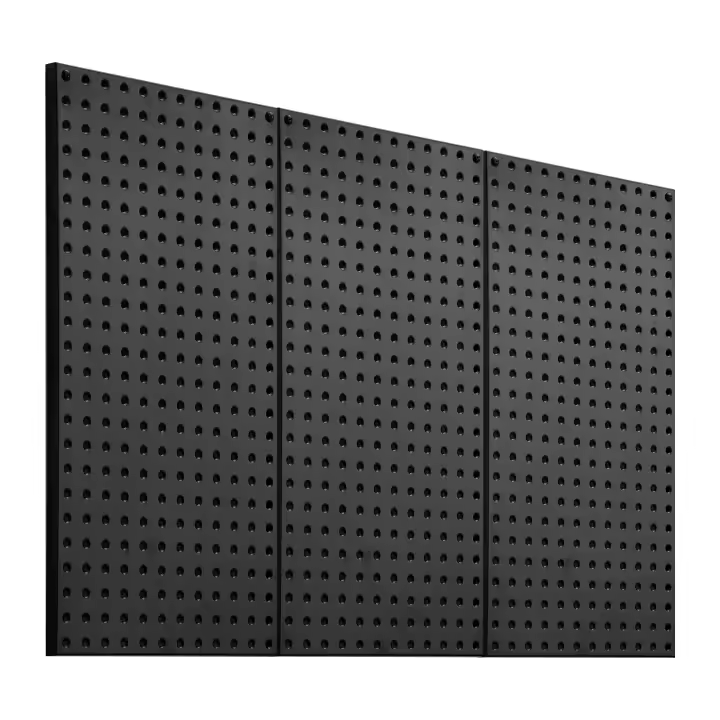 SucceBuy Paneles de tablero de clavijas de metal de 24" x 12", 3 paneles de acero resistentes, organizador de pared para garaje, oficina, cocina, negro - 1