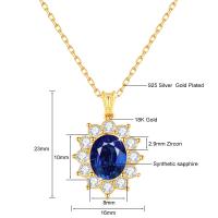 Collar de Oro 18k con Corundum Azul Real Joyería de Metal para Mujeres Longitud de 18 pulgadas - details 0