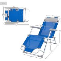 Plegable y reclinable Azul con cojín, 2 Posiciones, Aluminio y textileno, Medidas 47x95x75 cm , Peso máx. 110 Kg, Tumbonas Plegables para Playa, terraza y Camping (62300) - details 2