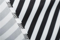 Polka dot print women summer short sleeve striped bow elegant vintage 50s party dress - details 28