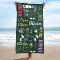 Toalla de playa personalizada para piscina, diseño de fuente multicolor, baño personalizado, con nombre exterior, cumpleaños - details 6