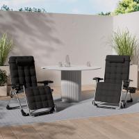 Tumbona Plegable y Resistente |   Silla de Jardín, Capacidad de 200 kg, Acolchado Ergonómico Extra Ancho, Respaldo Ajustable, Almohada para el Cuello y Portavasos Beige - details 19