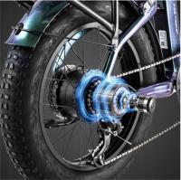 FAFREES F20 Master Bicicleta Eléctrica, Marco de Fibra de Carbono, Motor de 500W, Batería de 48V 22.5Ah, Neumáticos de 20*4,0 Pulgadas de Espesor, Frenos hidráulicos dobles, SHIMANO de 7 Velocidades, Pantalla LCD en color, Aurora Gris - details 3