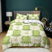 Juego de Ropa de Cama con Diseño de Ranas y Toad de Dibujos Animados a Lápiz Verde Tamaño King Queen Polyester Ideal para Niños y Adultos - details 6
