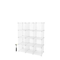 Armario Modular de Alambre metálico con 16 Cubos, Montaje en Bricolaje, Aramario de Almacenamiento, Estantería modulable, Estantería de Malla de Alambre, Blanco LPI44W - details 6