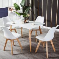 Juego de Mesa de Comedor y Sillas, 1 Mesa Redonda de 80 cm + 4 Sillas Blancas, de Diseño Nórdico - details 54