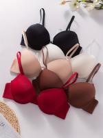 Conjunto De 5 Sujetadores Acolchados, Cómodos Y Sencillos, Y Realce Con Aro, Lencería Y Ropa Interior Para Mujeres - details 4