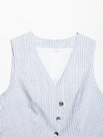 Chaleco Sin Mangas con Cuello en V para Mujer Estampado a Rayas Moda de Verano Informal - details 4