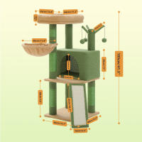 PAWZ Road Árbol para gatos en forma de cactus con amplio condominio, hamaca acogedora, torre de varios niveles, rascadora para gato de interior, juguetes para gatitos - details 0