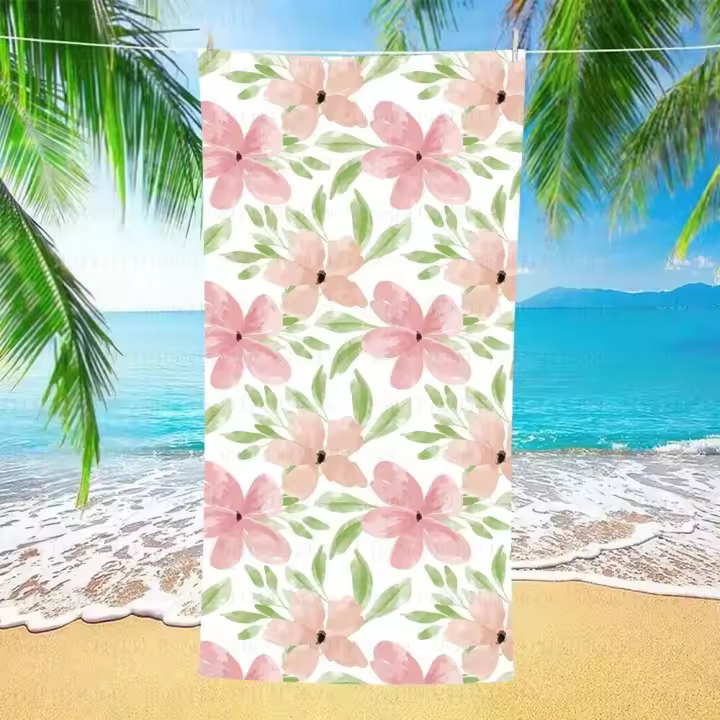 Toalla de playa con patrón de pétalos de acuarela, toalla de microfibra absorbente de secado rápido, suave, para natación, Resort, montaña y escalada - 1