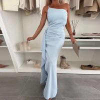 Elegante Vestido Largo de Cintura Alta con Cuello Desviado Moda Nocturna Elegante para Mujeres 2025 - details 0