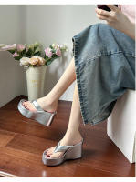 Chanclas de suela gruesa que aumentan la altura en verano, zapatillas con forma de magdalena y sandalias con tacón de cuña para mujer - details 11