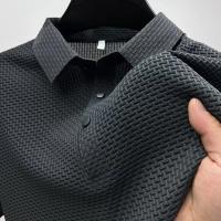polos hombre manga corta ropa hombre día del padre Nuevos hombres de negocios Casual manga corta hueso flor color sólido POLO camisa moda transpirable cómodo verano versátil top - details 10