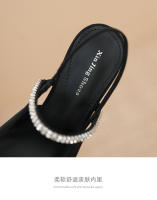 Zapatos clásicos y versátiles de una sola pieza con tacón de aguja negro estilo francés - details 5