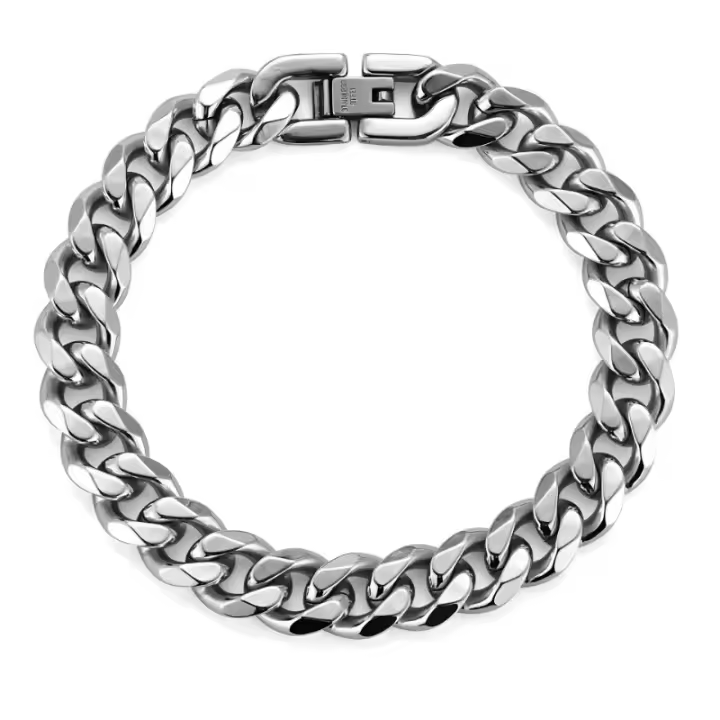 Brazalete de acero de titanio y acero inoxidable estilo cubano, tendencia INS, joyería pulida. - 1