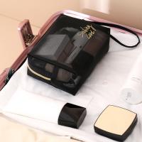 Bolsa De Maquillaje Para Mujer De Tela Malla Negra Gran Capacidad Organizador De Viaje Portátil Bolsas De Toallas De Higiene Personal - details 5