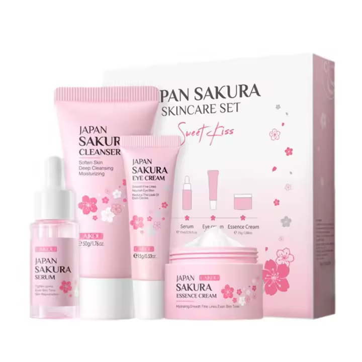 LAIKOU Sakura-Juego de cuidado de la piel, limpiador Facial, cremas para ojos, crema Facial, suero, loción, tóner, Kit de cuidado Facial hidratante - 1