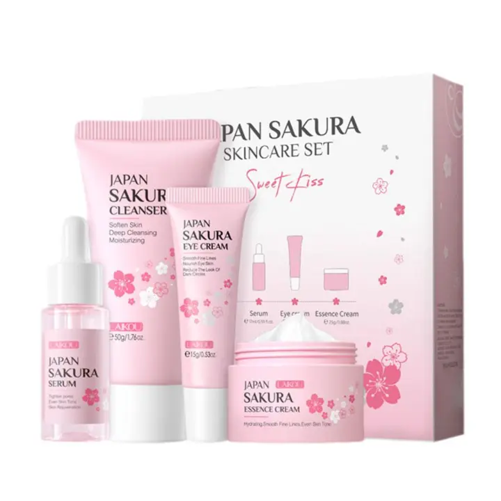 LAIKOU Sakura-Juego de cuidado de la piel, limpiador Facial, cremas para ojos, crema Facial, suero, loción, tóner, Kit de cuidado Facial hidratante - 1
