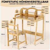Escritorio de Bambú Ajustable para Niños Set de Mesa y Silla con Soporte de Libros y Espacio de Almacenamiento - details 3