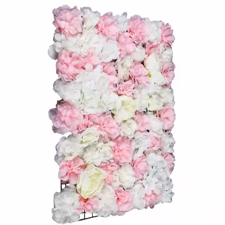 Paneles de flores artificiales para pared, decoración de fondo de boda de peonía, rosa y rosa, 6 piezas, 40x60 Cm - 1