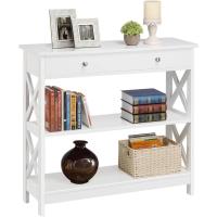 Mueble Auxiliar Vintage Consola Recibidora Estrecha Cajón Gran para Sala Diseño de Pasillo Blanco - details 0