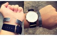 Pulsera para hombre retro de plata, brazalete ancho hecho a mano, ajustable, estilo vintage, boho, minimalista, abierto. - details 1