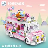Food Ice Cream Building Blocks Truck Burger truck Bricks Mini Creative Model Puzzle Assembly Educational Toys for Girls Gifts - details 4