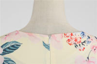 Women floral print casual half sleeve elegant vintage party dress - details 6