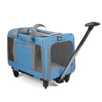 Bolsa de viaje portátil para mascotas, bolsa de malla transpirable con ruedas universales, plegable, de gran capacidad, desmonta - details 4
