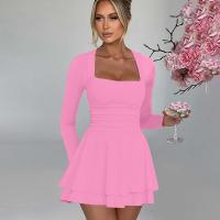 Vestido corto de manga larga con volantes para mujer, elegante y elegante, cuello cuadrado, ropa de fiesta, nuevo, oferta - details 9