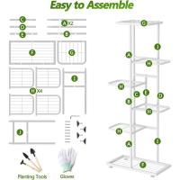 Estante de Almacenamiento para Plantas Metal Negro, Herramientas de Jardín y Guantes, 141 cm, Para Interior y Exterior, Escaleras para Plantas, para Balcón - details 41