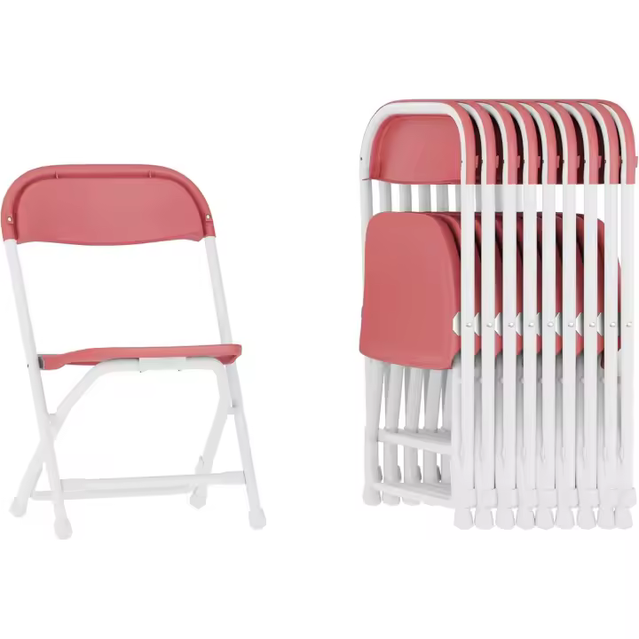 10 sillas Plegables de plástico para niños, Color borgoña, Juego de 10 - 1