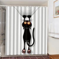 Cortinas De Ducha divertidas para baño, decoración con ganchos, impermeables, 3D tela De poliéster, lindo gato, dinosaurio - details 7