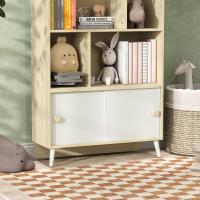Estante de Madera para Niños 4 Compartimentos Diseño Abierto y Cajón Ideal para Habitación y Sala de Juegos Blanco y Natural - details 6