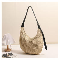 Bolso de paja de un solo hombro irregular de moda, bolso de playa para vacaciones, bolso versátil para mujeres - details 3