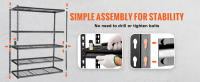 SucceBuy Estantería de almacenamiento, ajustable en 5 niveles, capacidad de 2000 libras, estantes de garaje resistentes, estante de alambre organizador de metal, negro - details 2